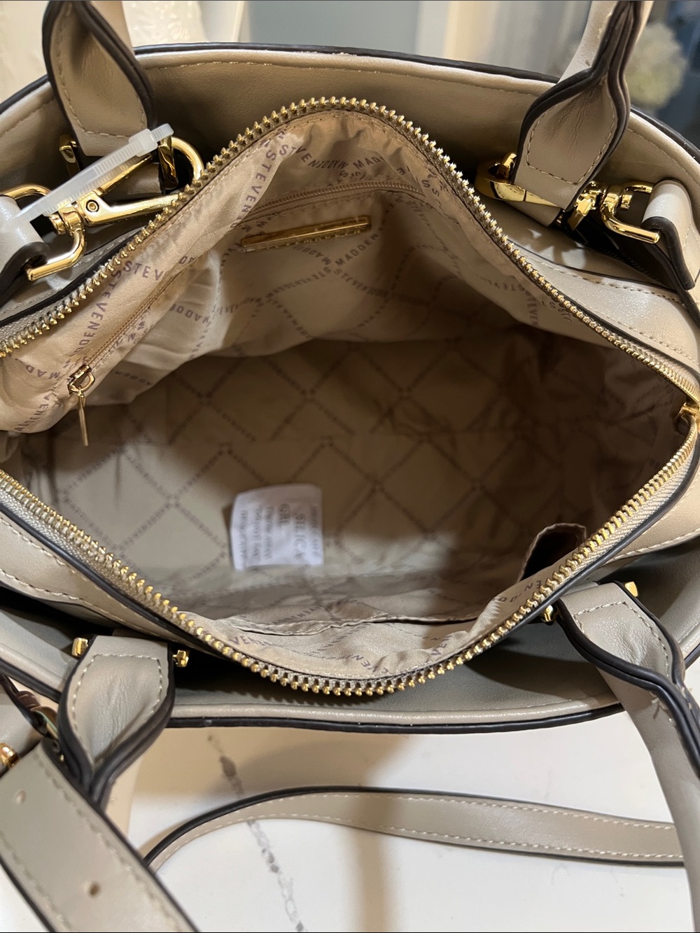 Steve Madden Beige Floral-Embroidered Dome Satchel - Picture 6 of 16
